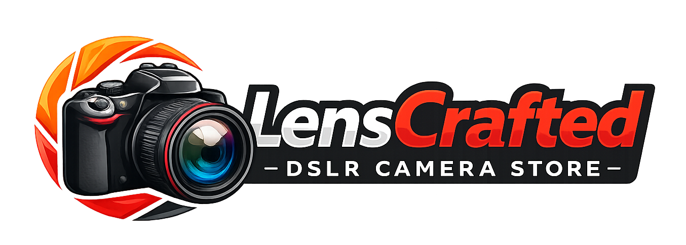 LensCrafted DSLR camera store logo